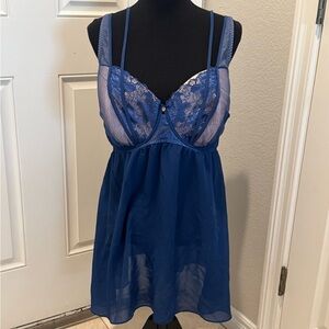 Cacique lane Bryant women's babydoll lingerie size 44DD Blue